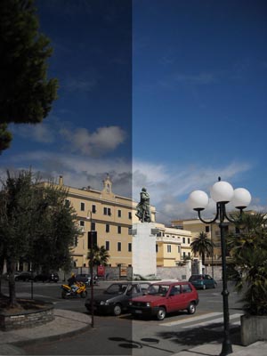 Before and after exposure adjustment in Photoshop